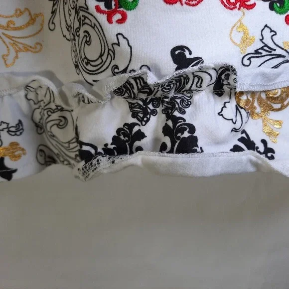 Y2K‎ Baby Phat Girl Dress 5 6 White Embroidered Ruffle Bow Gold Cat Logo Cottage - Picture 8 of 13